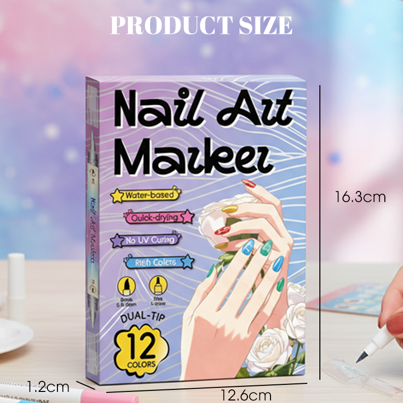 💞50K+ SOLD!✨🎨Dual-Tip Nail Art Marker Pen SetQuick‑dry, no UV lamp. Fine & brush tips. Easy DIY at home.💅🖌️