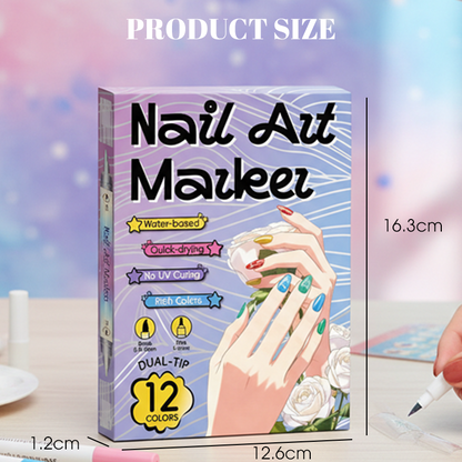 💞50K+ SOLD!✨🎨Dual-Tip Nail Art Marker Pen SetQuick‑dry, no UV lamp. Fine & brush tips. Easy DIY at home.💅🖌️