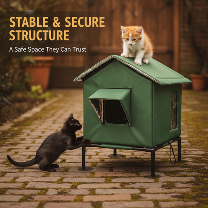 ⏰🔥LIMITED TIME 50% OFF! 🐈 All-Weather Elevated Outdoor Cat House – Waterproof, Insulated & Foldable for Cozy Comfort 🌧️✨