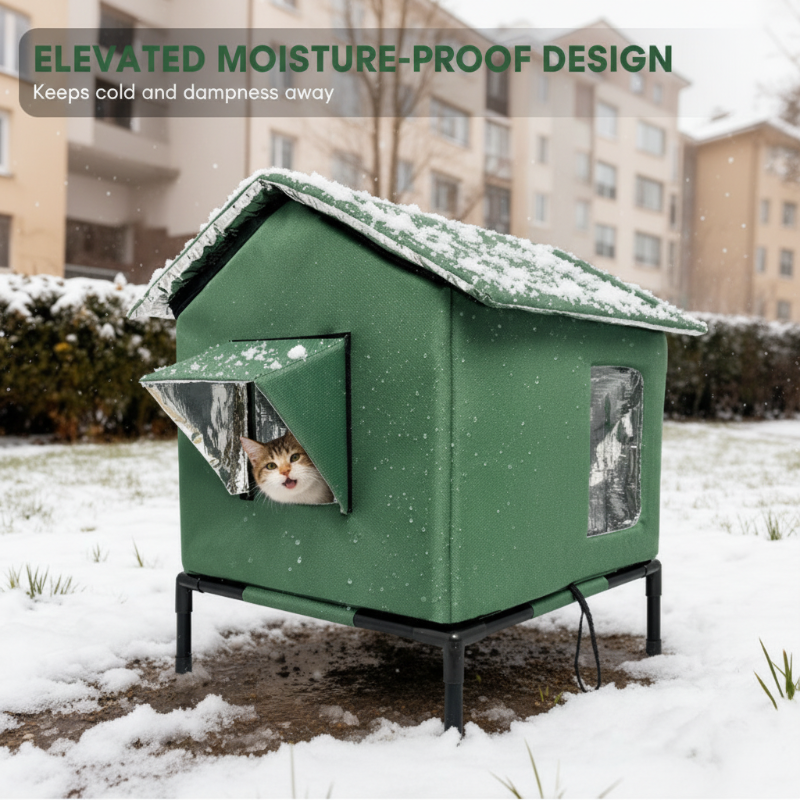 ⏰🔥LIMITED TIME 50% OFF! 🐈 All-Weather Elevated Outdoor Cat House – Waterproof, Insulated & Foldable for Cozy Comfort 🌧️✨