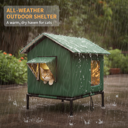 ⏰🔥LIMITED TIME 50% OFF! 🐈 All-Weather Elevated Outdoor Cat House – Waterproof, Insulated & Foldable for Cozy Comfort 🌧️✨