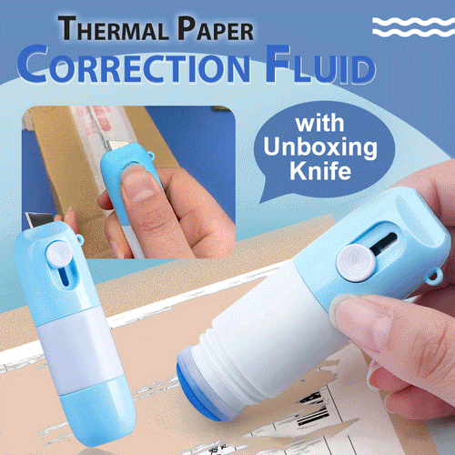 🎉 2026 Sale — Over 26800 Sold! 📢2-in-1 Thermal Paper Privacy Correction Fluid with Box Cutter｜Information Blotting Security Tool ✨