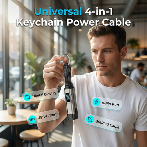 📢📢50% OFF !! ⏰4-in-1 Digital Display Keychain Charging Cable🔋📱