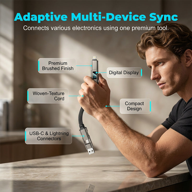 📢📢50% OFF !! ⏰4-in-1 Digital Display Keychain Charging Cable🔋📱