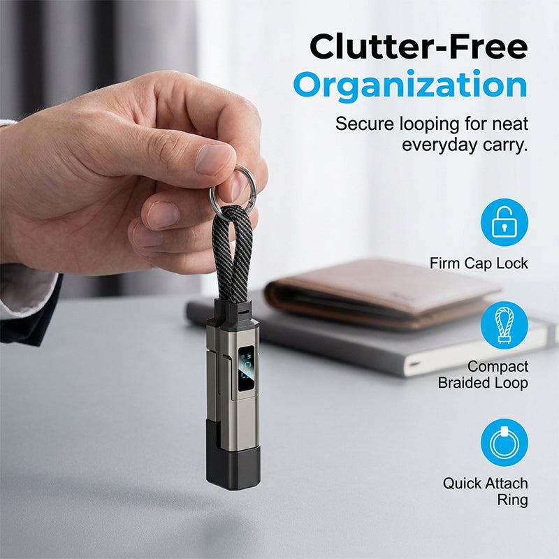 📢📢50% OFF !! ⏰4-in-1 Digital Display Keychain Charging Cable🔋📱