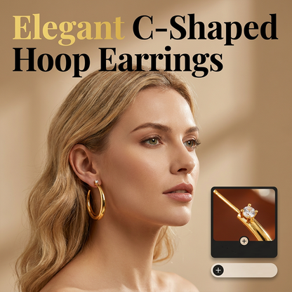 💫✨Women's Chic Tapered C‑Shaped Hoop Earrings‑Light‑Weight Daily Jewelry