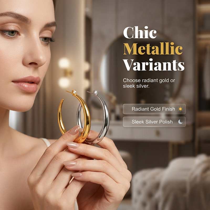 💫✨Women's Chic Tapered C‑Shaped Hoop Earrings‑Light‑Weight Daily Jewelry