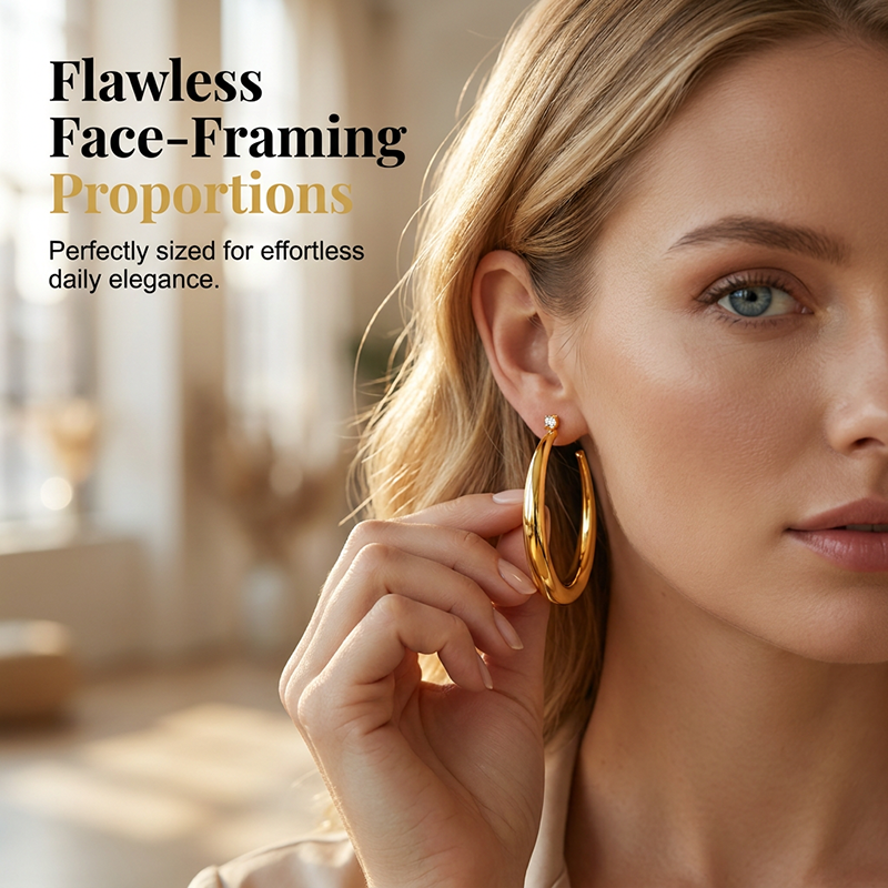 💫✨Women's Chic Tapered C‑Shaped Hoop Earrings‑Light‑Weight Daily Jewelry