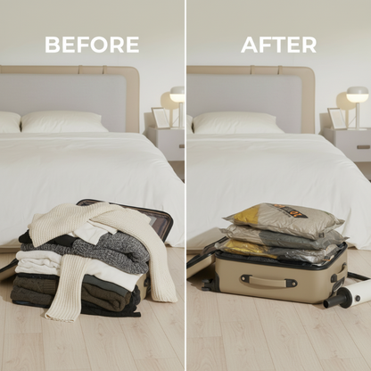 🏆 Last Day Special Price £7.99! 🔥Buy more save more🎁 No Vacuum, No Problem – Waterproof Travel Compression Bags🎒