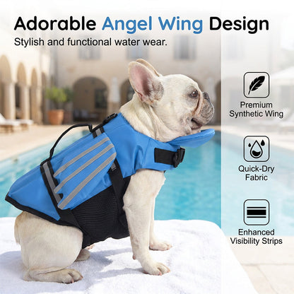 🥳2026 HOT SALE🥳💞50K+ SOLD!🐕👼 49% OFF! Reflective Angel Wing Dog Life Jacket – High‑buoyancy, quick‑rescue handle & breathable mesh. Reflective strips for evening swims. Safe & adorable! 🌊✨