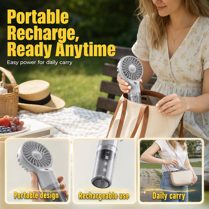 🏖️❄️Portable Handheld Mist Cooling Fan💦