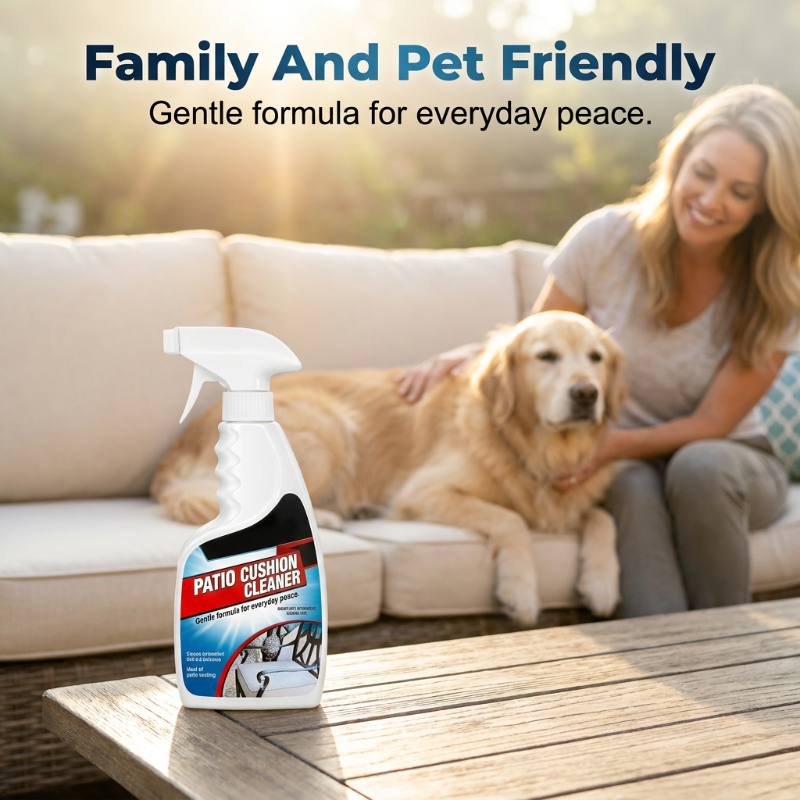 🪑✨ Patio cushion cleaner – removes stains, safe for fabrics, family & pets!
