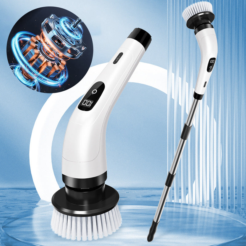 💪 Rechargeable Cleaning Brush with Telescopic Pole & 8 Heads — No Bending, No Kneeling, Just Effortless Cleaning