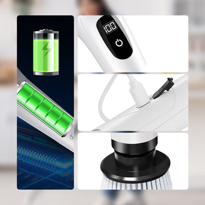 💪 Rechargeable Cleaning Brush with Telescopic Pole & 8 Heads — No Bending, No Kneeling, Just Effortless Cleaning