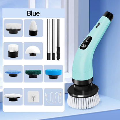 💪 Rechargeable Cleaning Brush with Telescopic Pole & 8 Heads — No Bending, No Kneeling, Just Effortless Cleaning