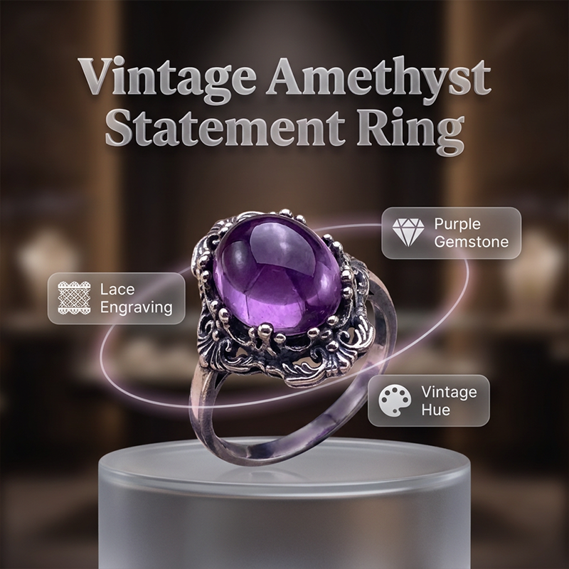 💜 Vintage Lace Amethyst Ring