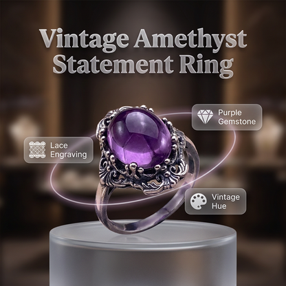 💜 Vintage Lace Amethyst Ring