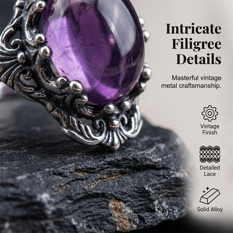 💜 Vintage Lace Amethyst Ring