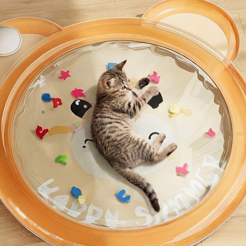 🐾 Non-Slip Cooling Splash Pet Mat – Keeps paws & bowls cool – Ideal for hot days – easy to clean, perfect for food or water spills 💧🐶✨