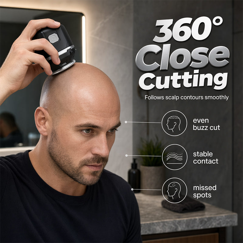 🥳2026 HOT SALE💪 50% OFF! Men‘s Electric Head Shaver – Stainless steel blades, ergonomic self‑haircut design. 6hr battery, compact & portable. DIY buzz cut at home! ⚡✨