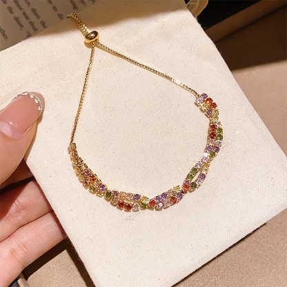 💎Retro Crossover Twisted Multicolor Zircon Adjustable Bracelet for Women