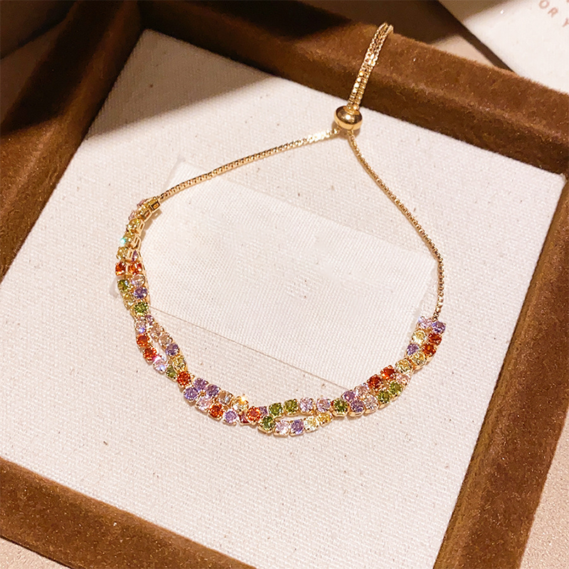 💎Retro Crossover Twisted Multicolor Zircon Adjustable Bracelet for Women