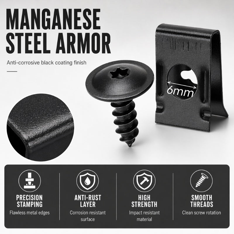 📢📢47% OFF !! ⏰Universal Car Metal U-Type Clips and Screws Set