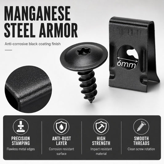 📢📢47% OFF !! ⏰Universal Car Metal U-Type Clips and Screws Set