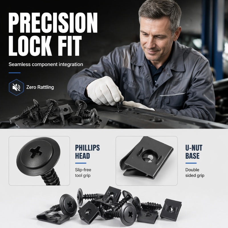 📢📢47% OFF !! ⏰Universal Car Metal U-Type Clips and Screws Set