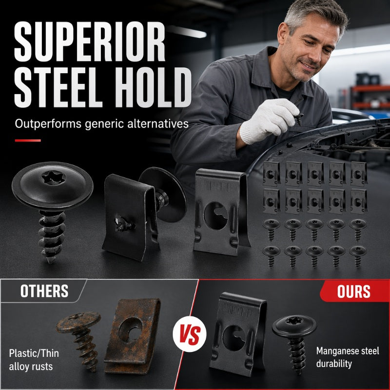 📢📢47% OFF !! ⏰Universal Car Metal U-Type Clips and Screws Set