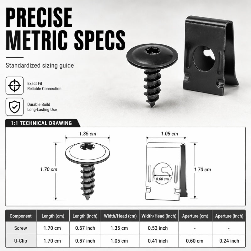 📢📢47% OFF !! ⏰Universal Car Metal U-Type Clips and Screws Set