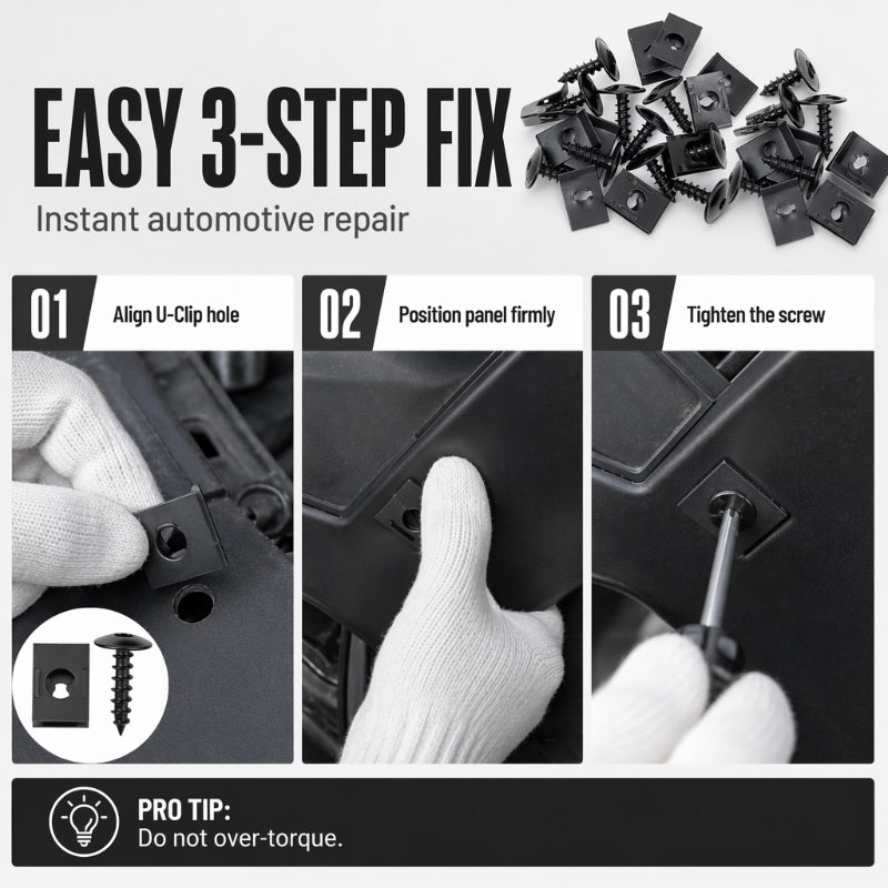 📢📢47% OFF !! ⏰Universal Car Metal U-Type Clips and Screws Set