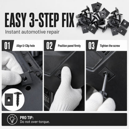 📢📢47% OFF !! ⏰Universal Car Metal U-Type Clips and Screws Set