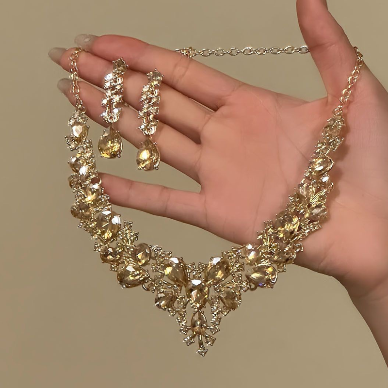 ⏳Limited-time 50% off⏰Elegant Yellow Sparkling Rhinestone Jewelry💎📿