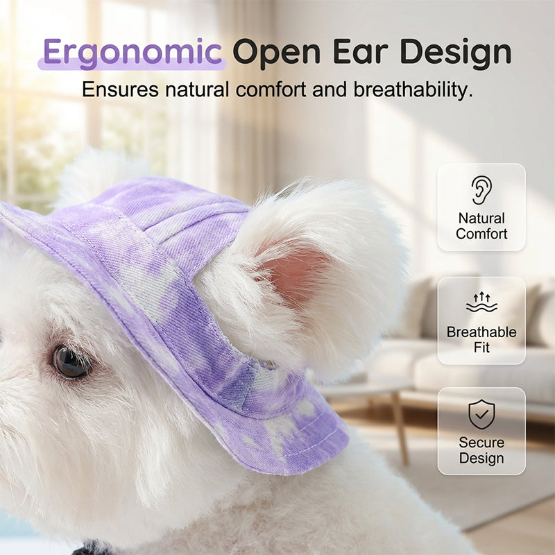 Adjustable Pet Bucket Hat with Ear Holes