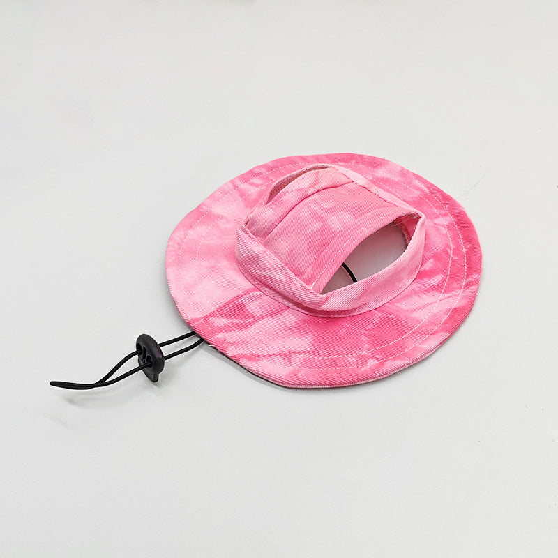 Adjustable Pet Bucket Hat with Ear Holes