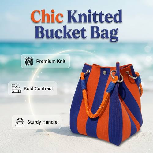 ⏳Limited-time 59% off⏰Striped Knit Bucket Handbag👜