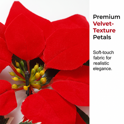 🎄 Christmas Poinsettia Flower String Lights – 2M Warm LED Garland with Red Flowers & Holly Leaves