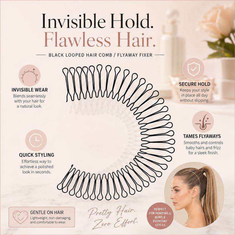 Flexible comb with invisible grip for loose hair