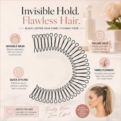 Flexible comb with invisible grip for loose hair