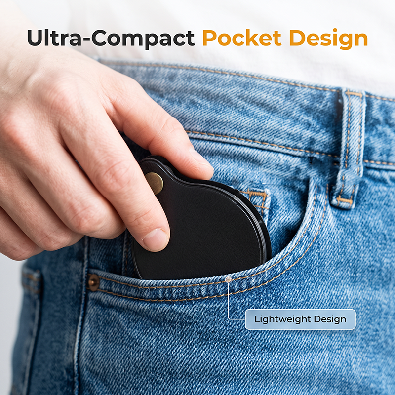 Loupe de poche portable avec étui de protection pliable en cuir PU