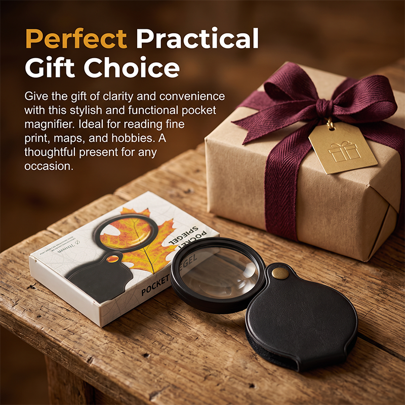 Loupe de poche portable avec étui de protection pliable en cuir PU