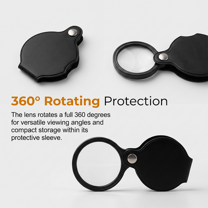 Loupe de poche portable avec étui de protection pliable en cuir PU