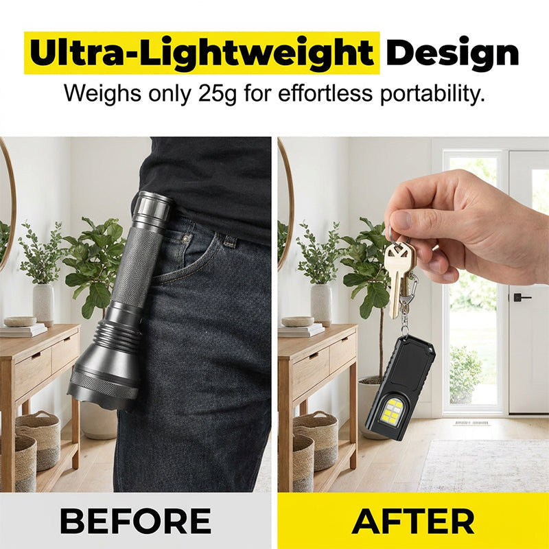 💥 [50% OFF Limited Time] 🔥 Magnetic Mini Keychain Torch | Ultralight (25g) | Industrial-Grade Magnetic Base | Red & Blue Warning Lights | Hands-Free Lighting – Ideal for Camping, Repairs & Emergencies ✨