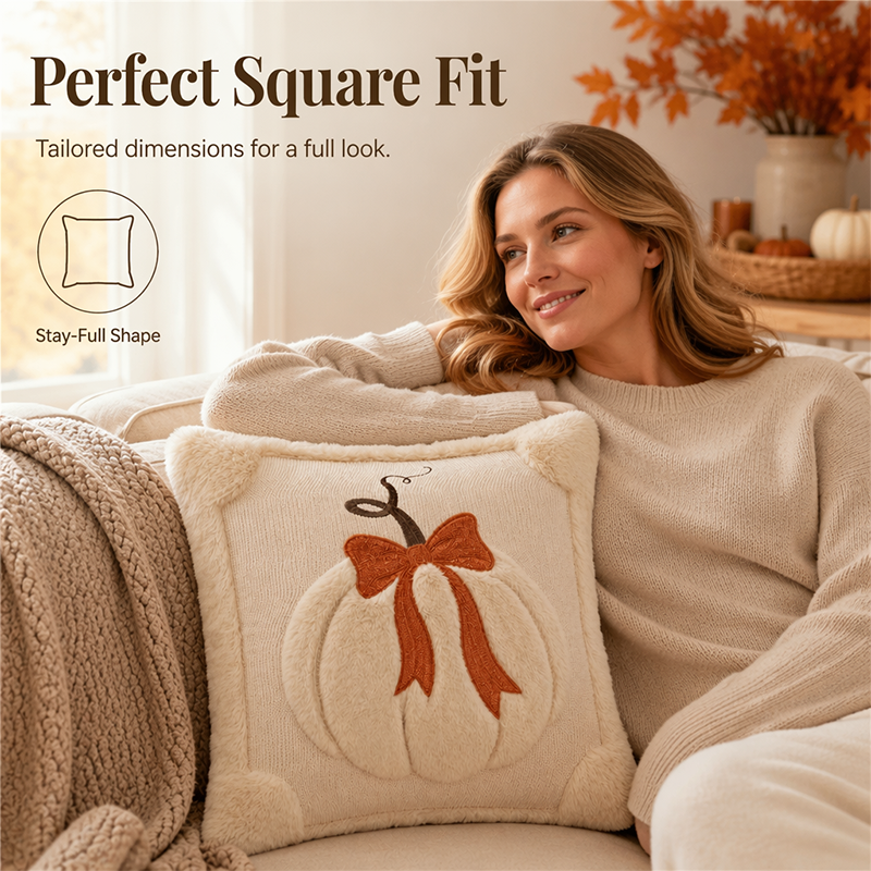 🎃✨ Bring Halloween Home! Cozy Pumpkin Throw Pillow Cover for a Warm & Festive Fall Atmosphere