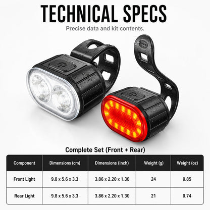 🚲 USB Rechargeable Bike Light Set