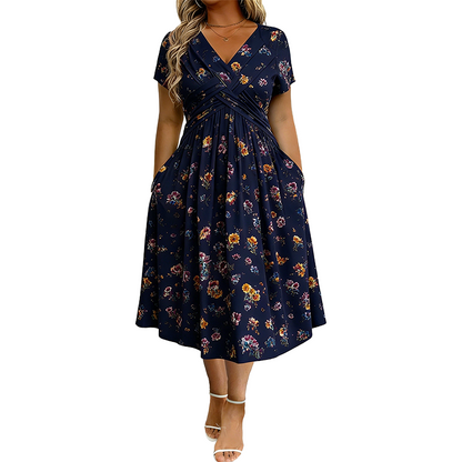 💃Summer Hot Sale 70% OFF🌿⏳Women's V-Neck Floral Print Dress with Twist Waist