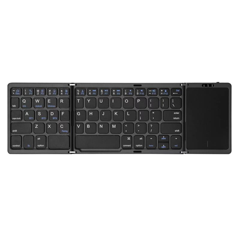 Foldable Bluetooth Keyboard with Touchpad – Rechargeable Portable Wireless Keyboard for iPad, iPhone, Laptop, Tablet, PC (iOS/Android/Windows), 3-Device Sync, 40H Battery, USB-C