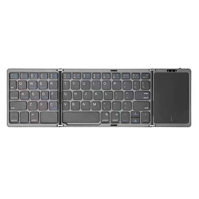 Foldable Bluetooth Keyboard with Touchpad – Rechargeable Portable Wireless Keyboard for iPad, iPhone, Laptop, Tablet, PC (iOS/Android/Windows), 3-Device Sync, 40H Battery, USB-C