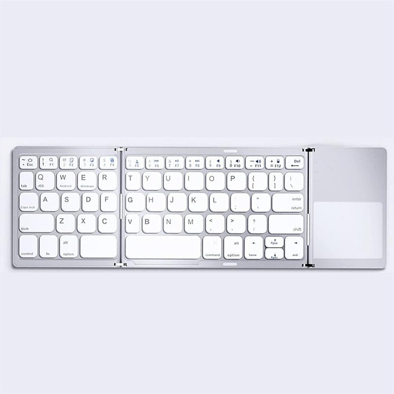 Foldable Bluetooth Keyboard with Touchpad – Rechargeable Portable Wireless Keyboard for iPad, iPhone, Laptop, Tablet, PC (iOS/Android/Windows), 3-Device Sync, 40H Battery, USB-C